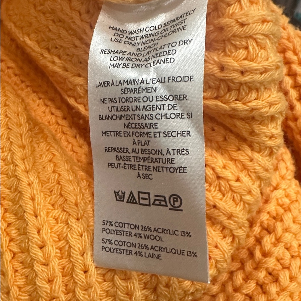 Anthropologie Maeve V-Neck Knit Sculptured Chunky Pullover Sweater XL Orange - Picture 7 of 7